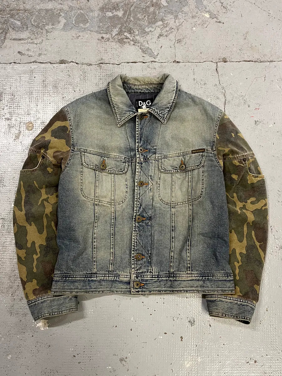 AW2003 Dolce & Gabbana Military Camo Blue Denim Jacket kZbeMRA 0