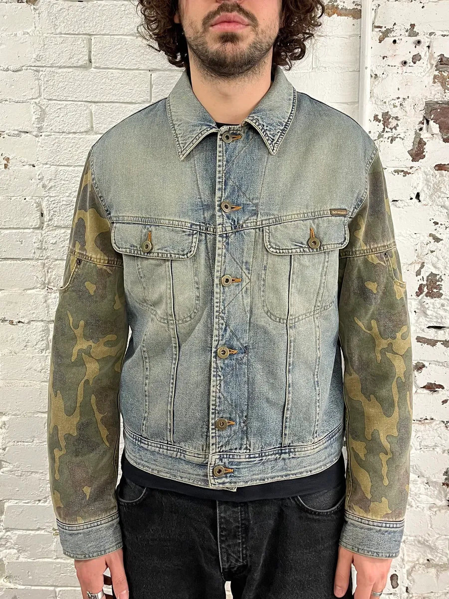 AW2003 Dolce & Gabbana Military Camo Blue Denim Jacket kZbeMRA 1