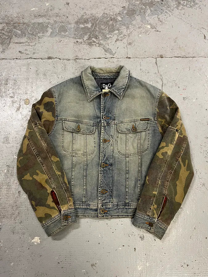 AW2003 Dolce & Gabbana Military Camo Blue Denim Jacket kZbeMRA 3
