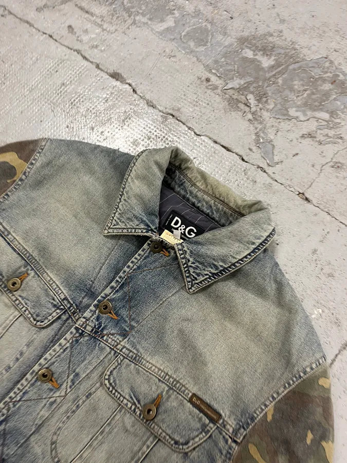 AW2003 Dolce & Gabbana Military Camo Blue Denim Jacket kZbeMRA 5