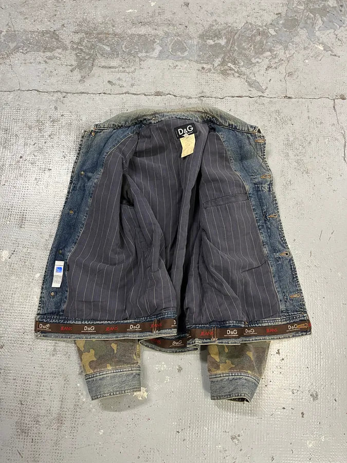 AW2003 Dolce & Gabbana Military Camo Blue Denim Jacket kZbeMRA 7