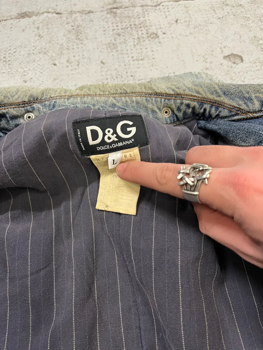 AW2003 Dolce & Gabbana Military Camo Blue Denim Jacket kZbeMRA 9