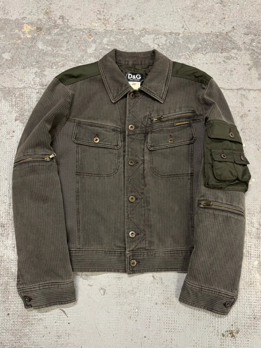 AW2003 Dolce & Gabbana Military Cargo Utility Gret Olive Bomber Jacket ZrEYgEE 0