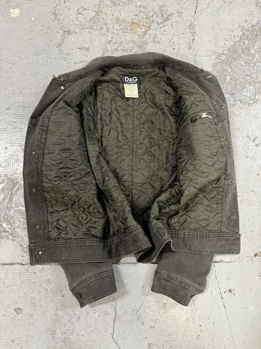 AW2003 Dolce & Gabbana Military Cargo Utility Grey Olive Bomber Jacket tQfCNnz 7