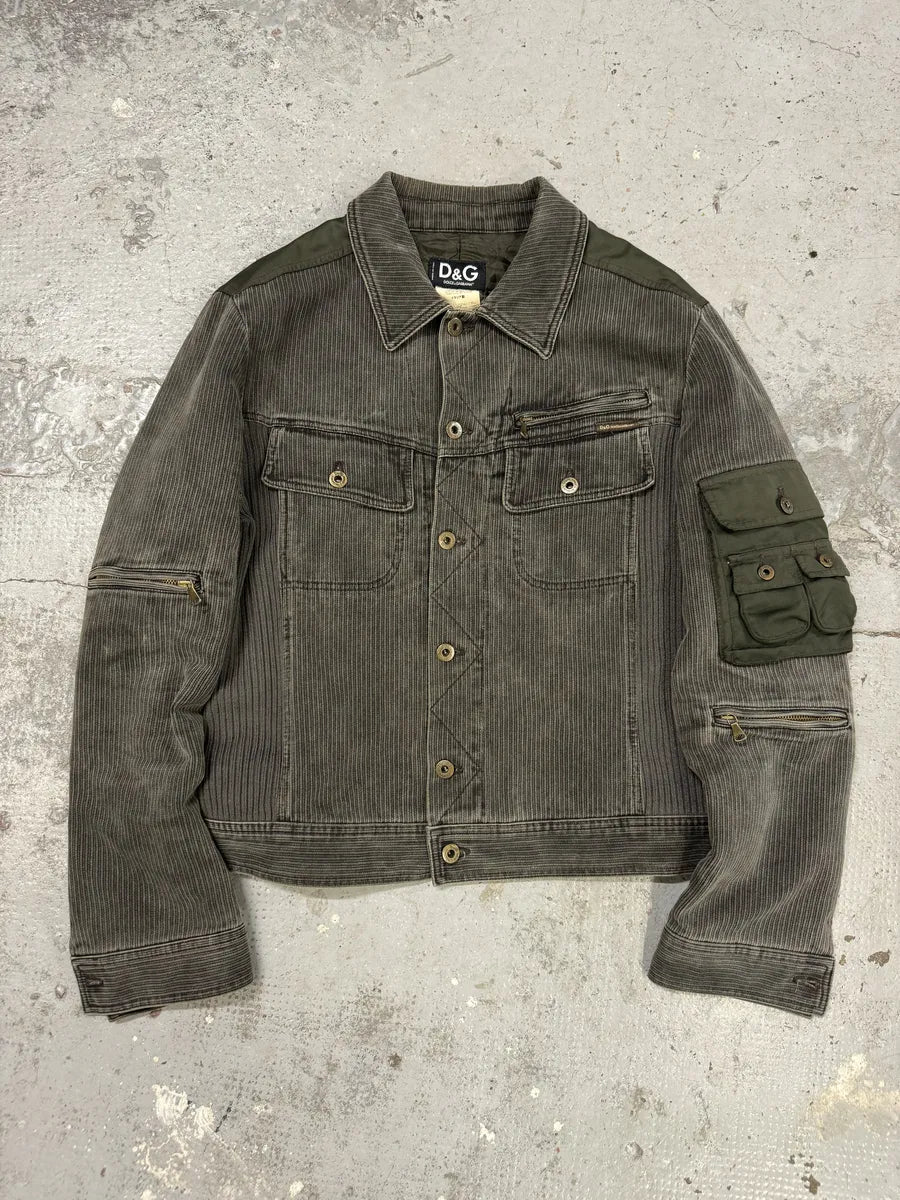 AW2003 Dolce & Gabbana Military Cargo Utility Olive Bomber Jacket ikPyrlK 8