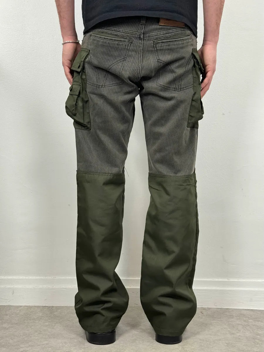 AW2003 Dolce & Gabbana Military Green Corduroy & Nylon Cargo Pants NDZNiku 2