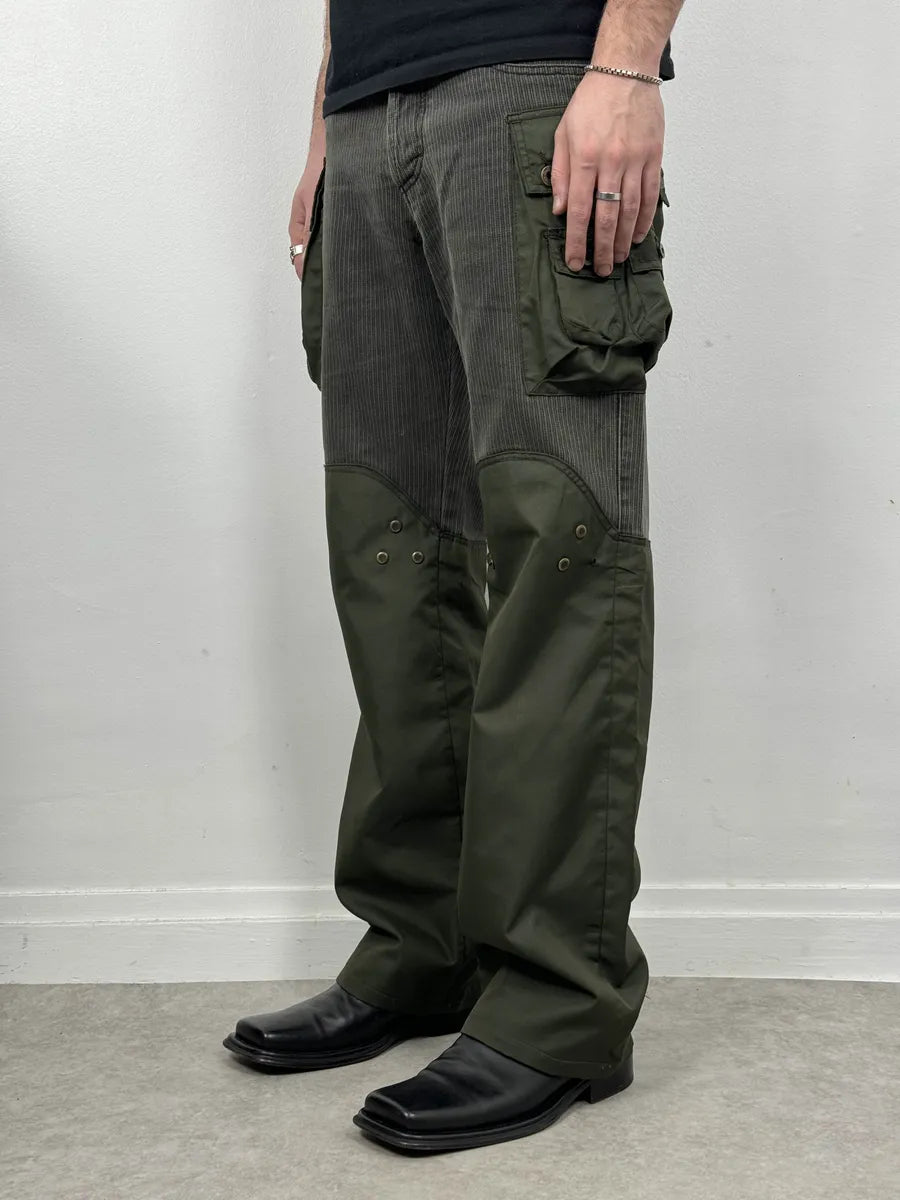 AW2003 Dolce & Gabbana Military Green Corduroy & Nylon Cargo Pants NDZNiku 3