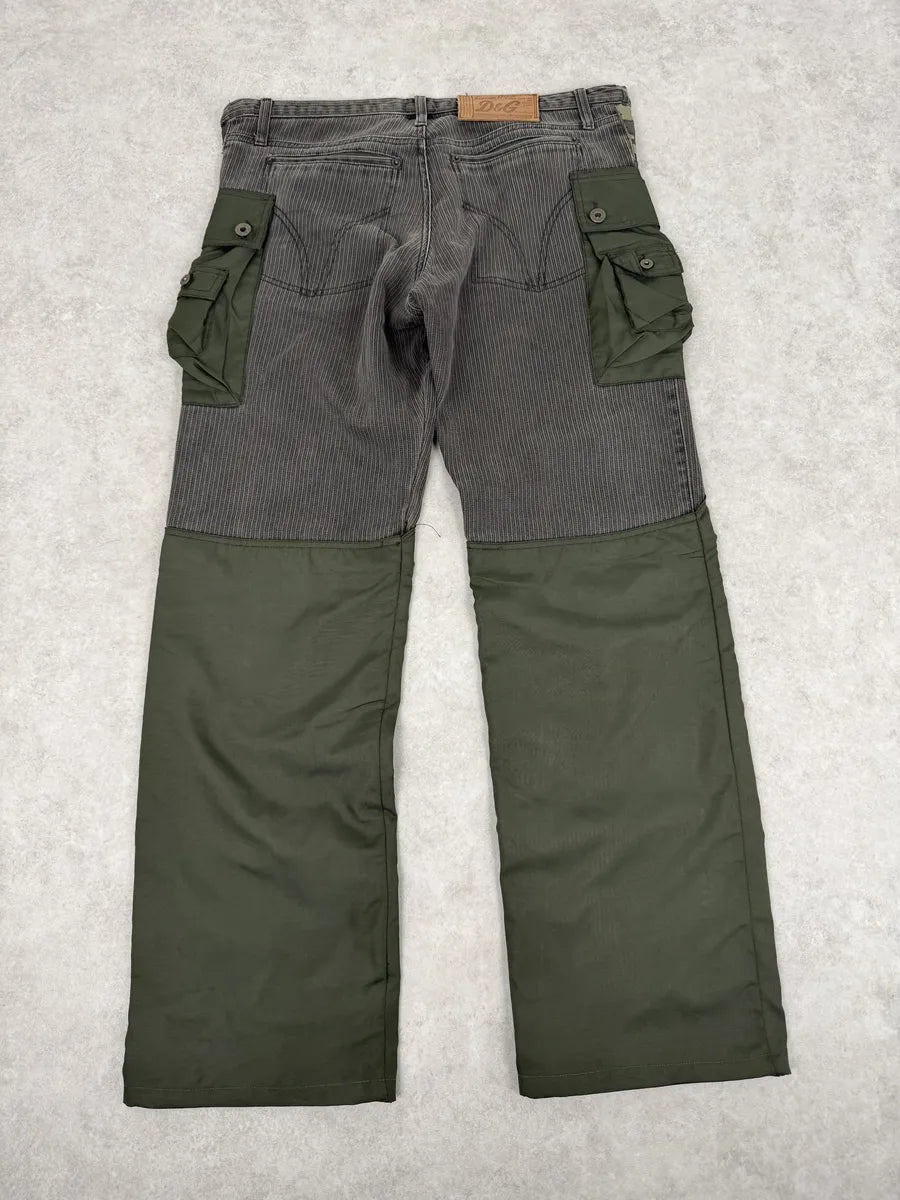 AW2003 Dolce & Gabbana Military Green Corduroy & Nylon Cargo Pants NDZNiku 4