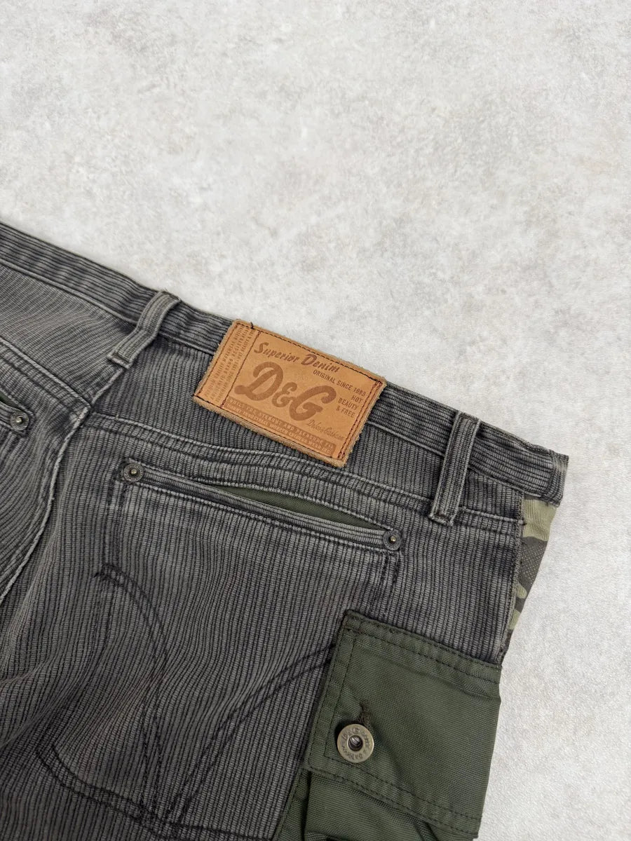 AW2003 Dolce & Gabbana Military Green Corduroy & Nylon Cargo Pants NDZNiku 5