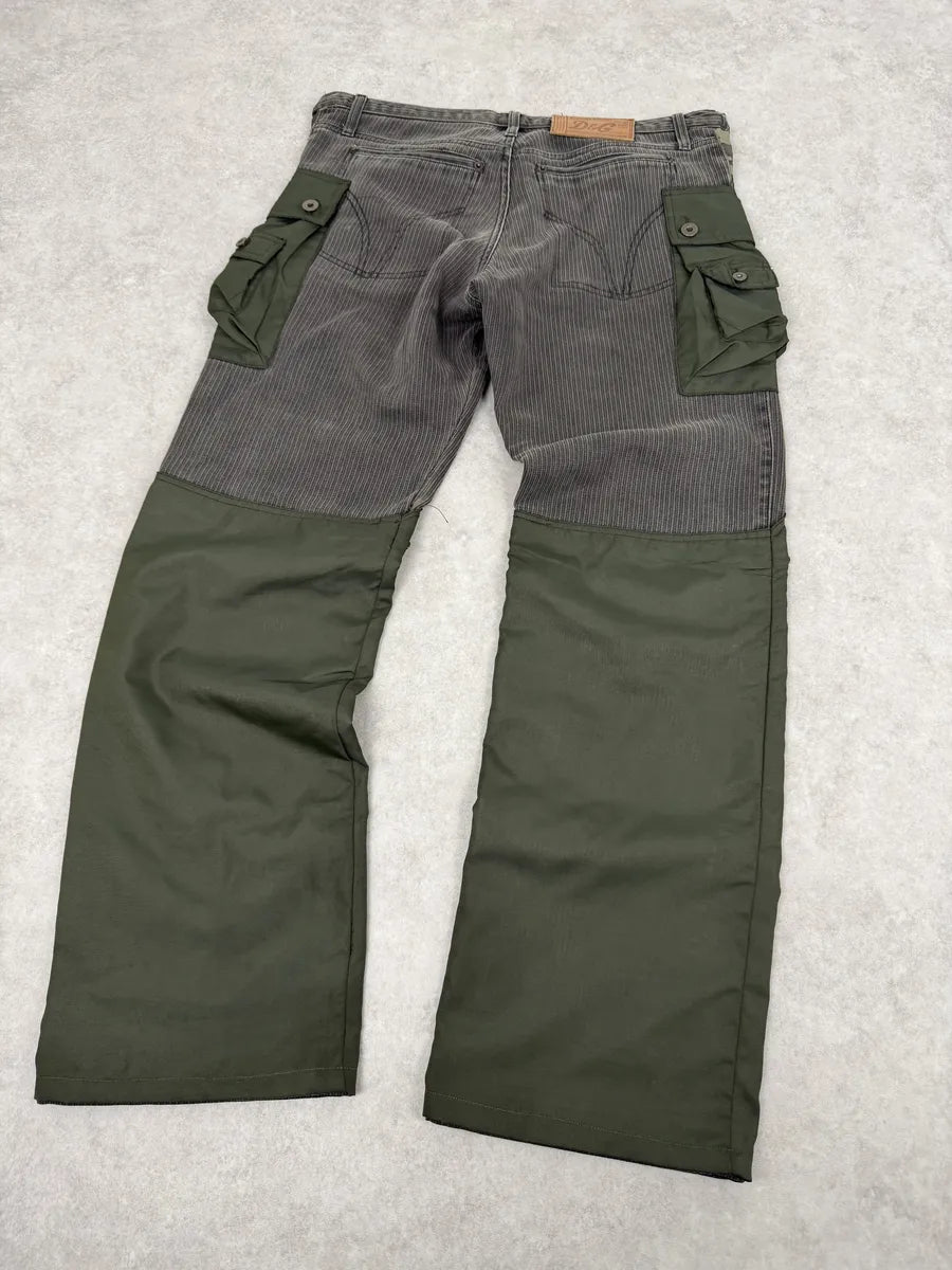 AW2003 Dolce & Gabbana Military Green Corduroy & Nylon Cargo Pants NDZNiku 6