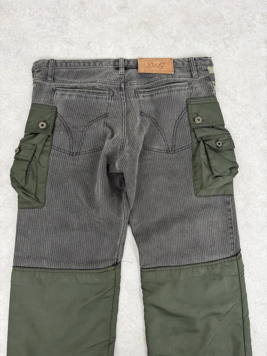 AW2003 Dolce & Gabbana Military Green Corduroy & Nylon Cargo Pants NDZNiku 7
