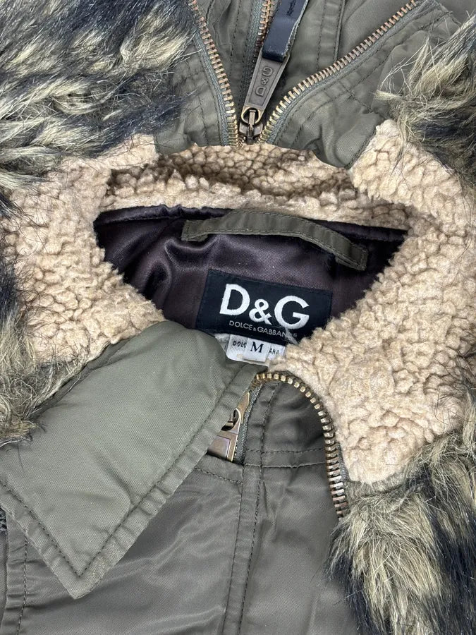 AW2003 Dolce & Gabbana Military Green Hooded Long Aviator Jacket oXhJBTW 13