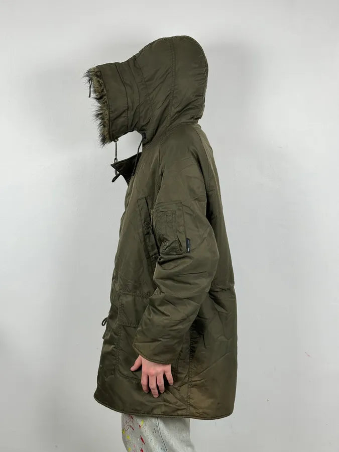 AW2003 Dolce & Gabbana Military Green Hooded Long Aviator Jacket oXhJBTW 3