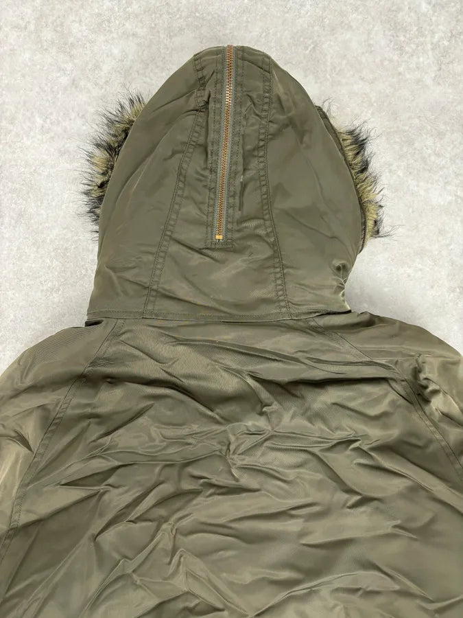 AW2003 Dolce & Gabbana Military Green Hooded Long Aviator Jacket oXhJBTW 6