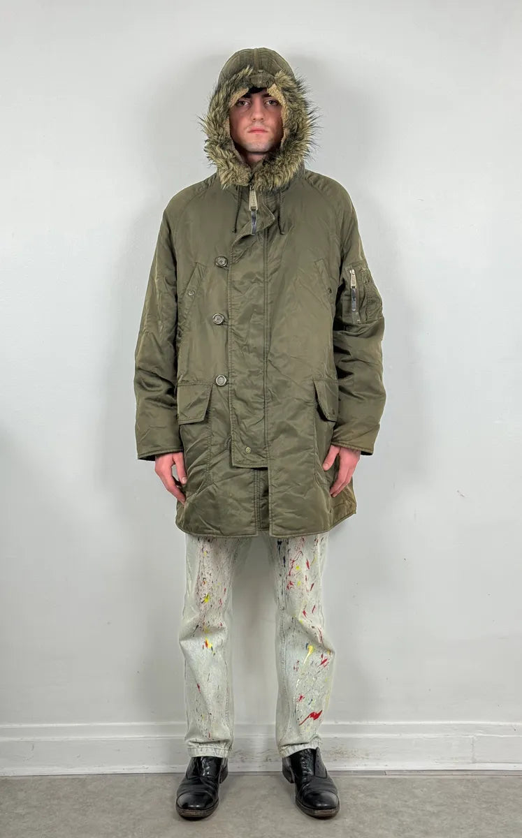 AW2003 Dolce & Gabbana Military Green Hooded Long Aviator Jacket oXhJBTW 1