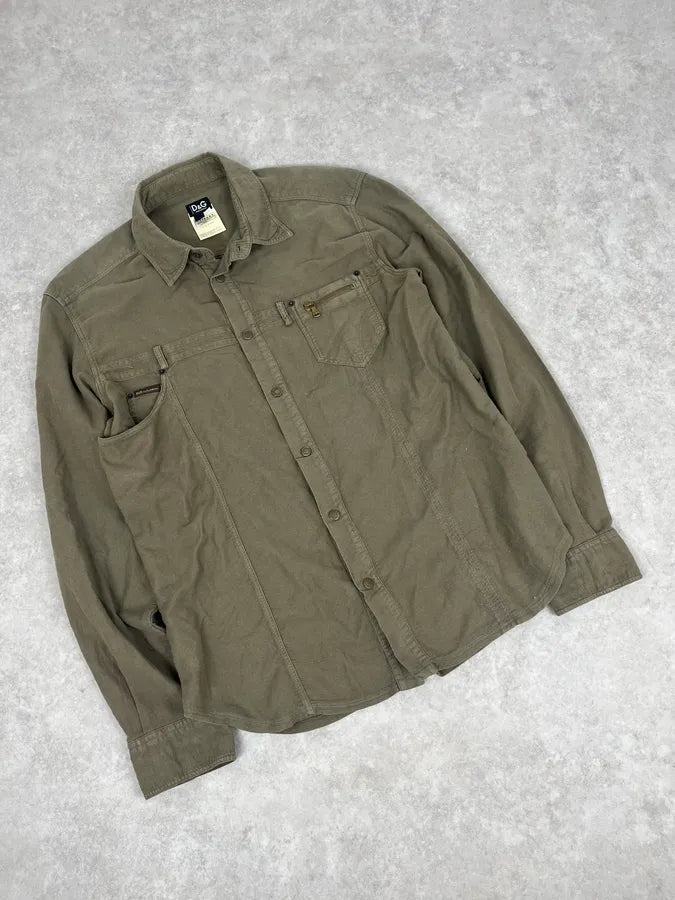 AW2003 Dolce & Gabbana Military Green Utility Shirt jdqUKOZ 3