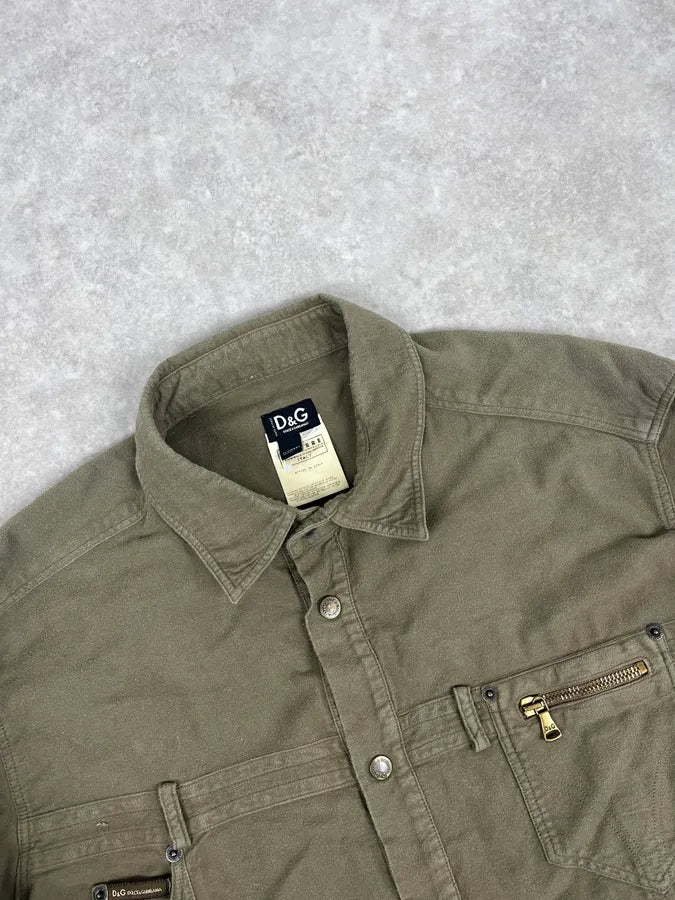 AW2003 Dolce & Gabbana Military Green Utility Shirt jdqUKOZ 4