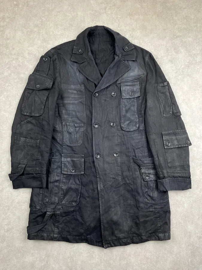 AW2003 Dolce & Gabbana Faded Black Cargo Long Jacket uWxvBJp 0