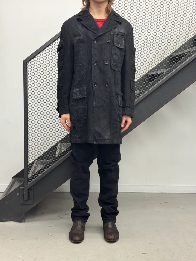 AW2003 Dolce & Gabbana Faded Black Cargo Long Jacket uWxvBJp 2