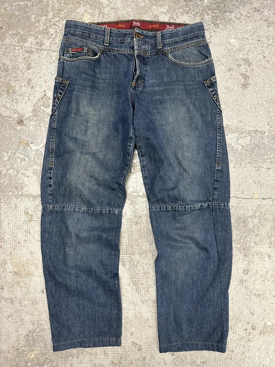 AW2003 Dolce & Gabbana Multi Pockets Blue Denim Jeans (S/M) njZxXRe 0