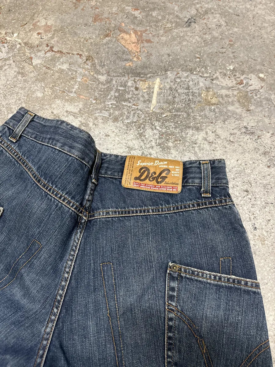 AW2003 Dolce & Gabbana Multi Pockets Blue Denim Jeans (S/M) njZxXRe 3