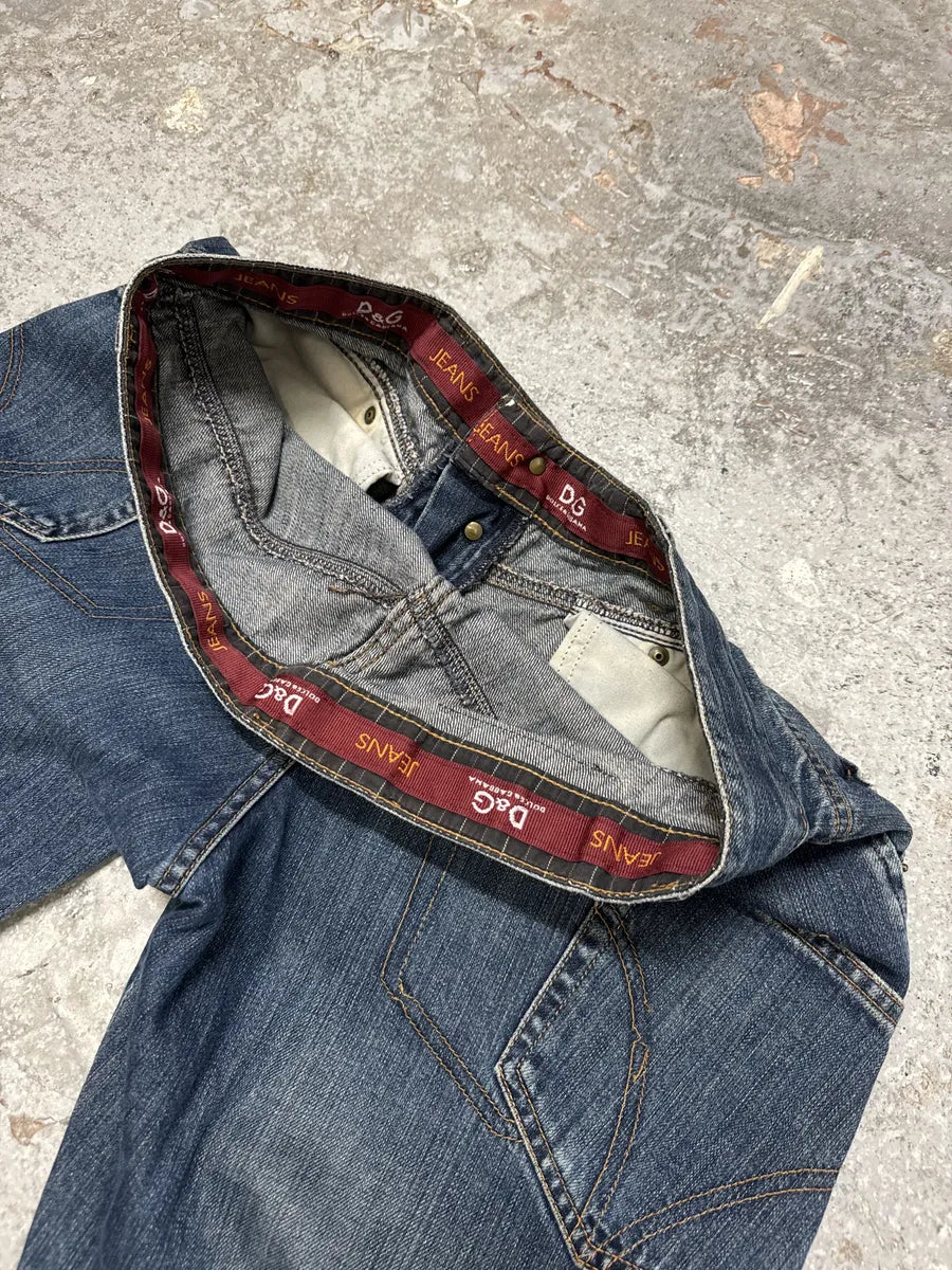 AW2003 Dolce & Gabbana Multi Pockets Blue Denim Jeans (S/M) njZxXRe 4