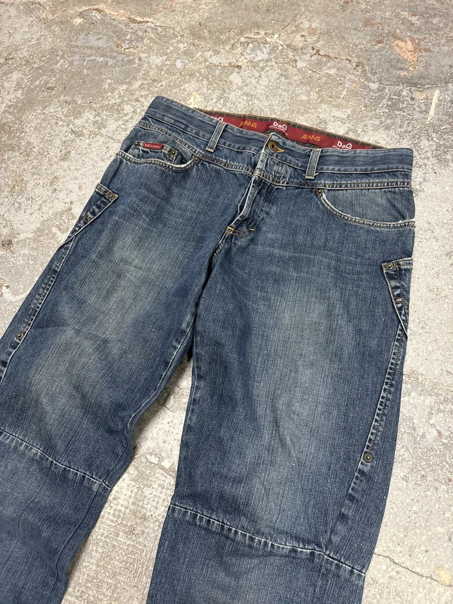 AW2003 Dolce & Gabbana Multi Pockets Blue Denim Jeans (S/M) njZxXRe 5