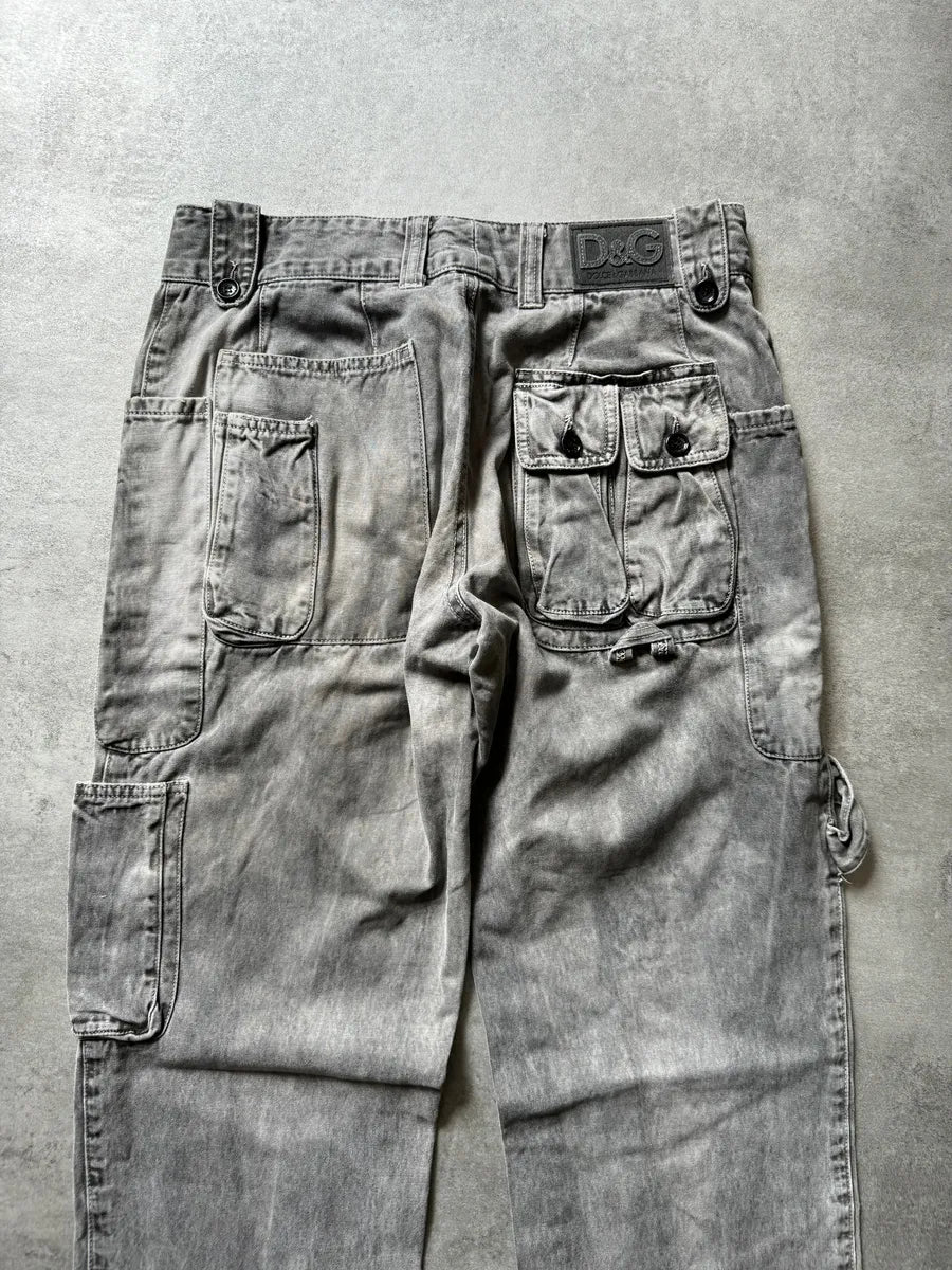AW2003 Dolce & Gabbana Multi Pockets Grey Archive Cargo Pants fxosPHi 6