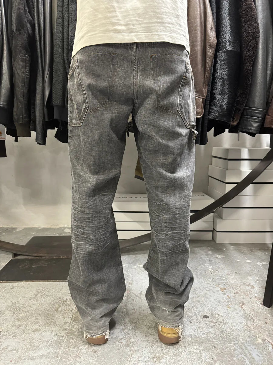 AW2003 Dolce & Gabbana Multi Pockets Grey Eroded Raw Denim Jeans (M/L) rHWWXkV 1