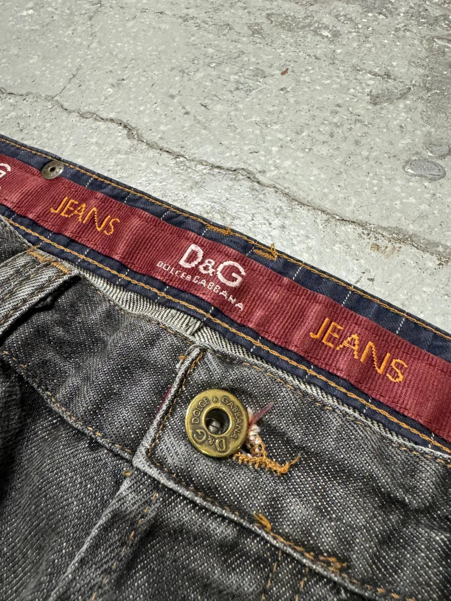 AW2003 Dolce & Gabbana Multi Pockets Grey Eroded Raw Denim Jeans (M/L) rHWWXkV 10