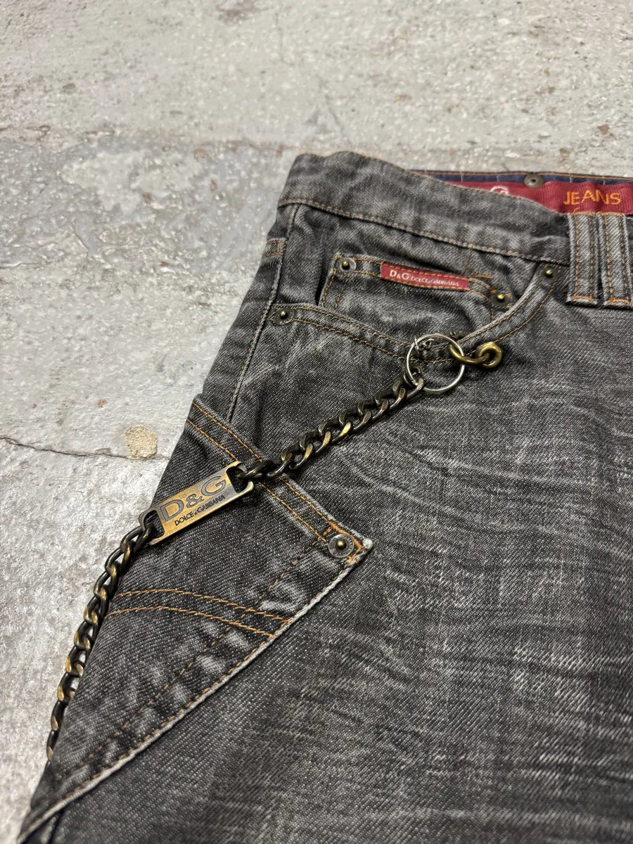AW2003 Dolce & Gabbana Multi Pockets Grey Eroded Raw Denim Jeans (M/L) rHWWXkV 11
