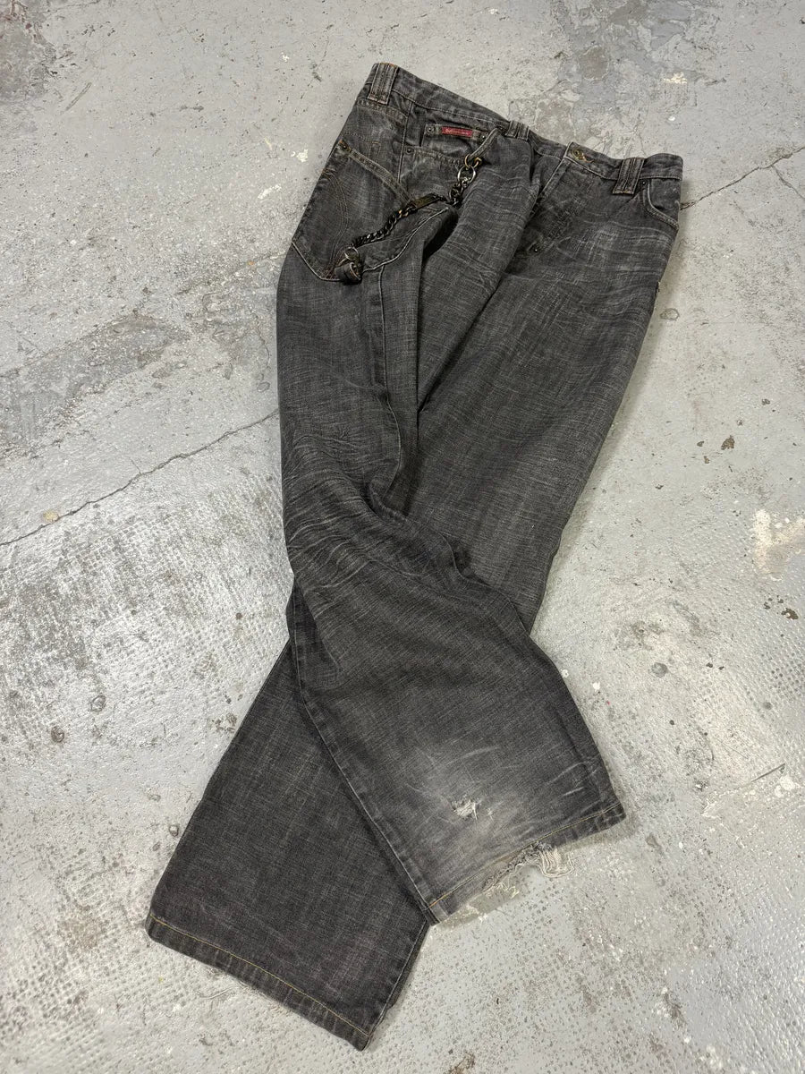 AW2003 Dolce & Gabbana Multi Pockets Grey Eroded Raw Denim Jeans (M/L) rHWWXkV 2