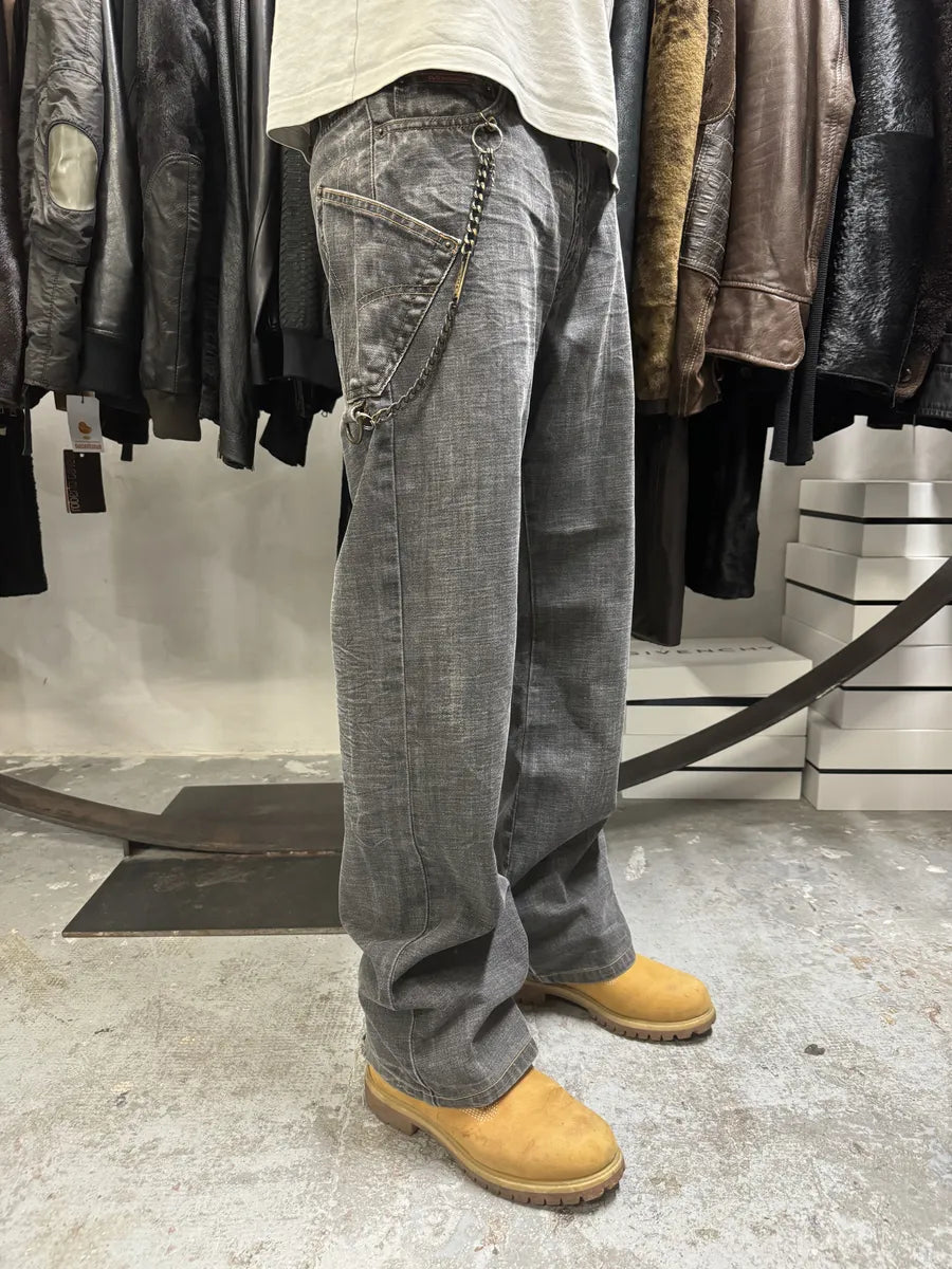 AW2003 Dolce & Gabbana Multi Pockets Grey Eroded Raw Denim Jeans (M/L) rHWWXkV 5