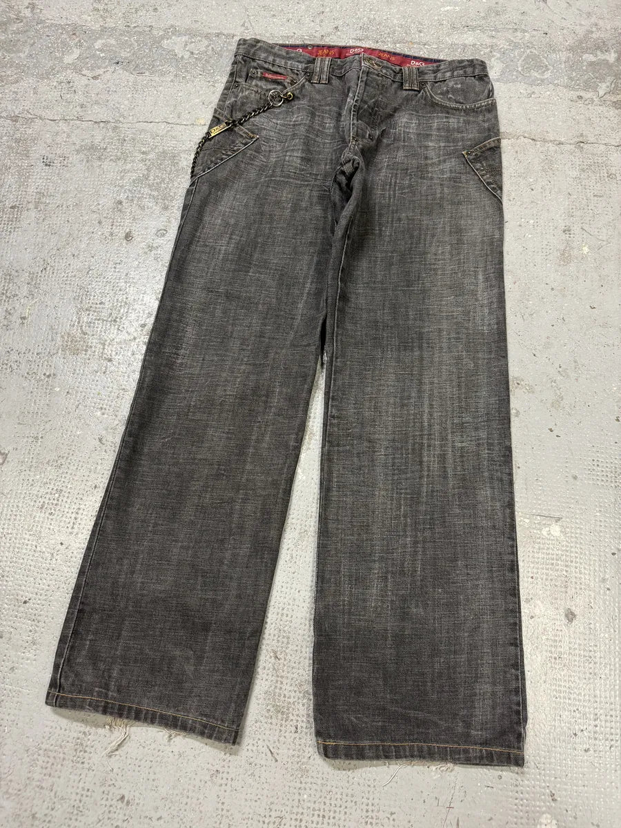 AW2003 Dolce & Gabbana Multi Pockets Grey Eroded Raw Denim Jeans (M/L) rHWWXkV 6