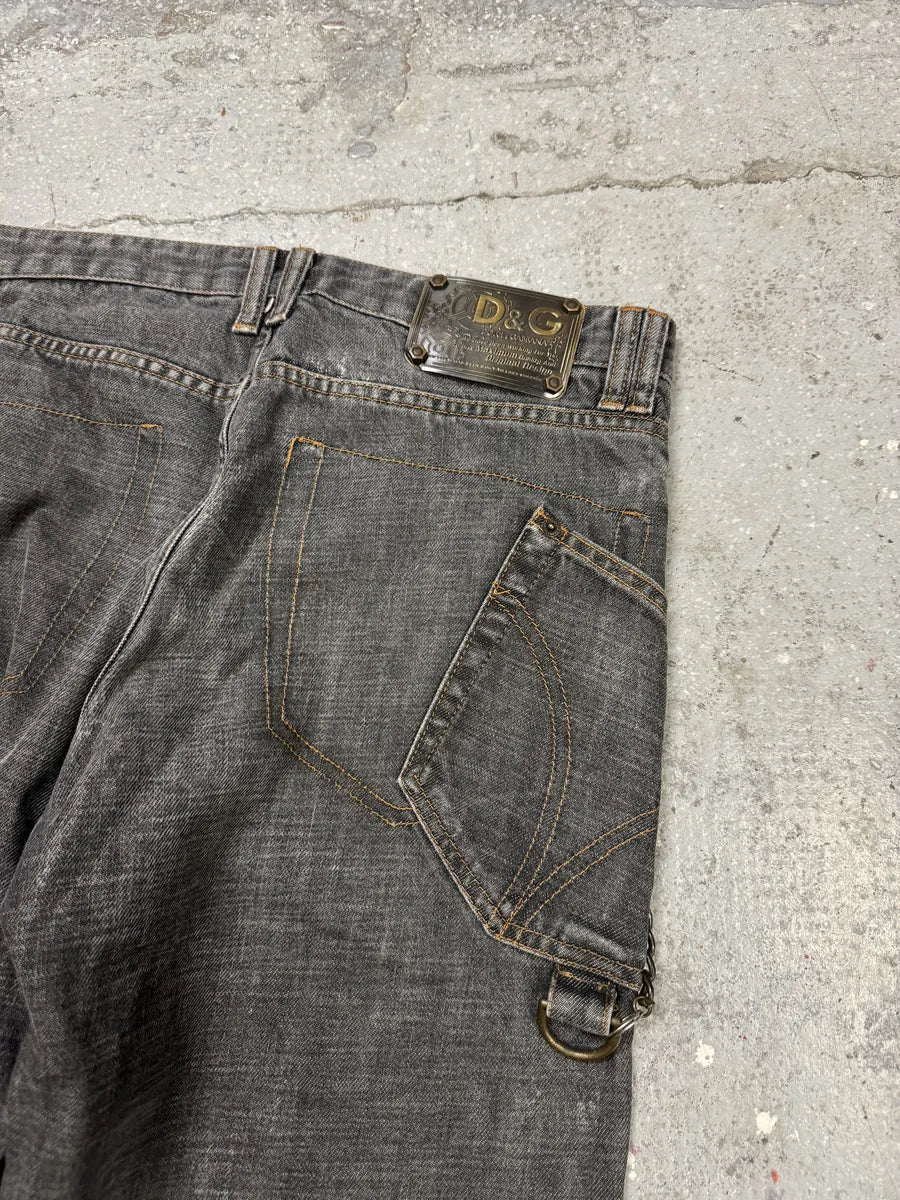 AW2003 Dolce & Gabbana Multi Pockets Grey Eroded Raw Denim Jeans (M/L) rHWWXkV 7
