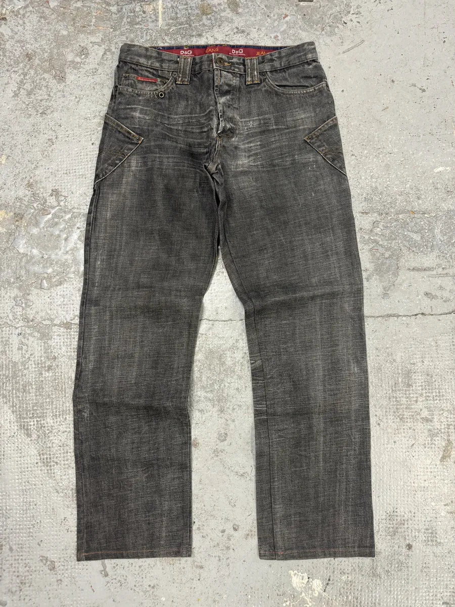 AW2003 Dolce & Gabbana Multi Pockets Grey Raw Denim Jeans kzeQKsV 0