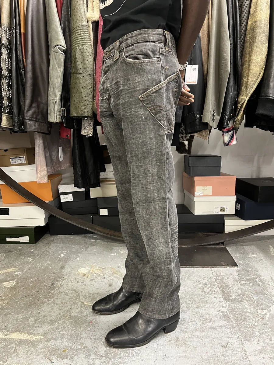 AW2003 Dolce & Gabbana Multi Pockets Grey Raw Denim Jeans kzeQKsV 1