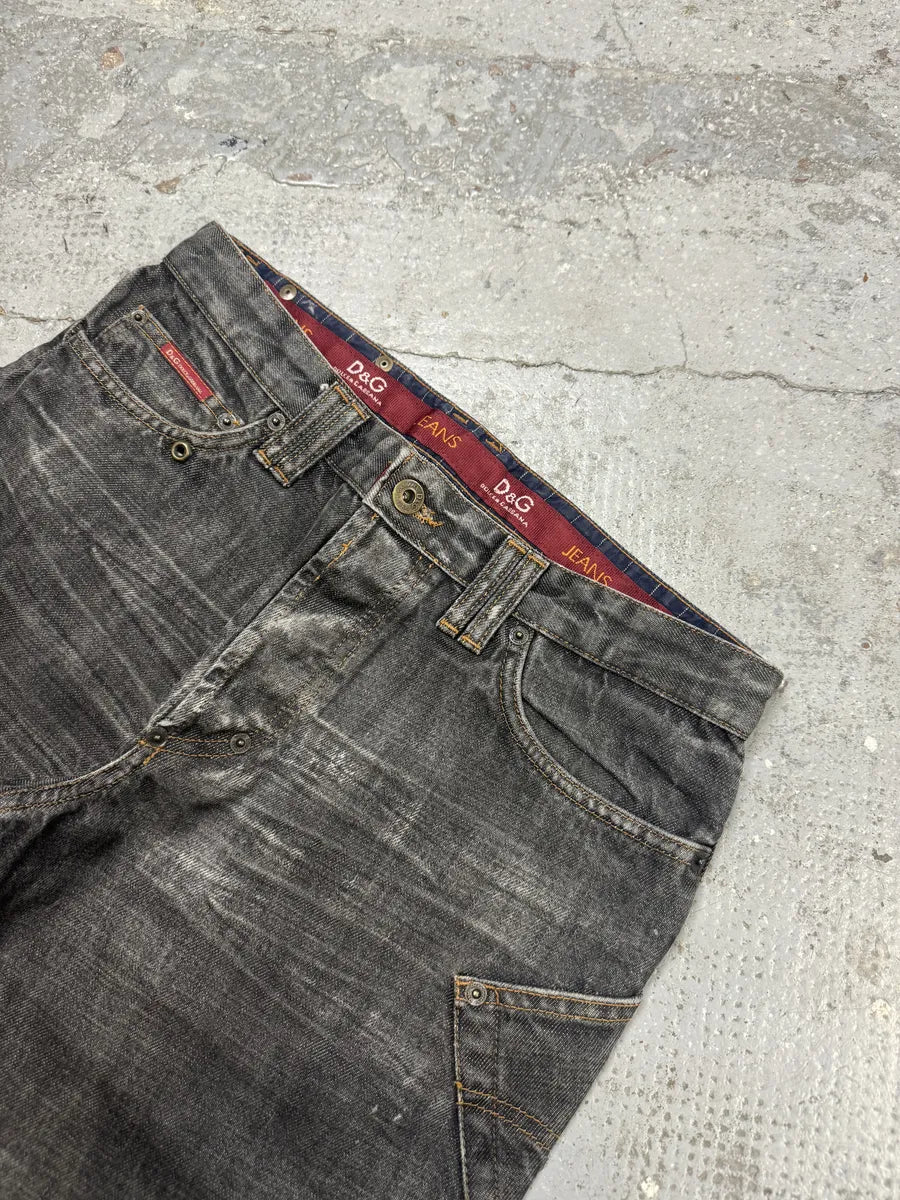 AW2003 Dolce & Gabbana Multi Pockets Grey Raw Denim Jeans kzeQKsV 10