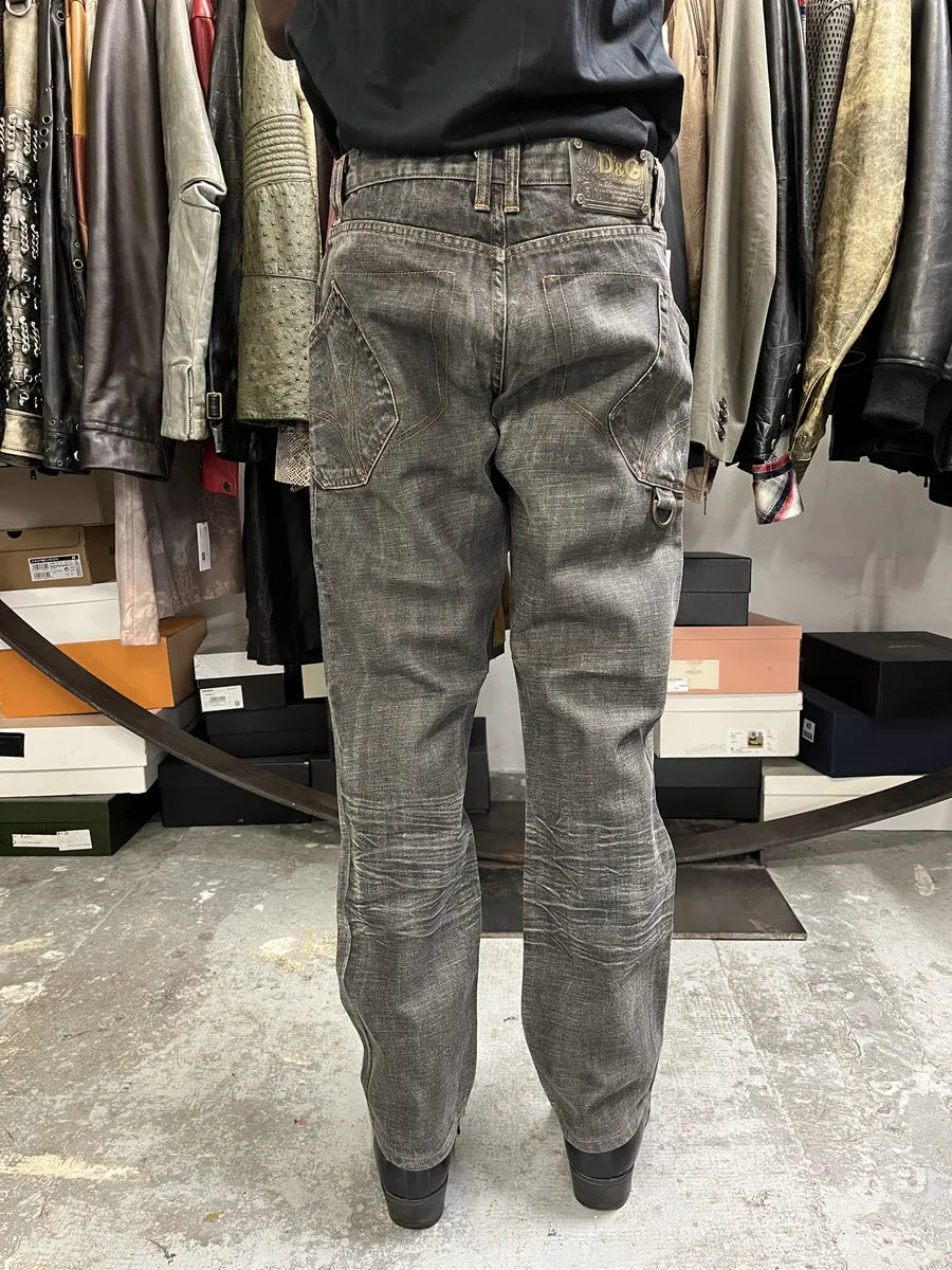 AW2003 Dolce & Gabbana Multi Pockets Grey Raw Denim Jeans kzeQKsV 3