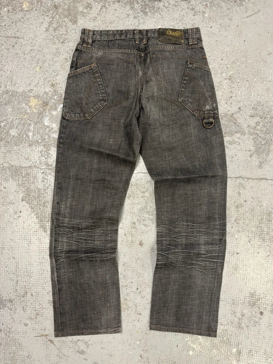 AW2003 Dolce & Gabbana Multi Pockets Grey Raw Denim Jeans kzeQKsV 4