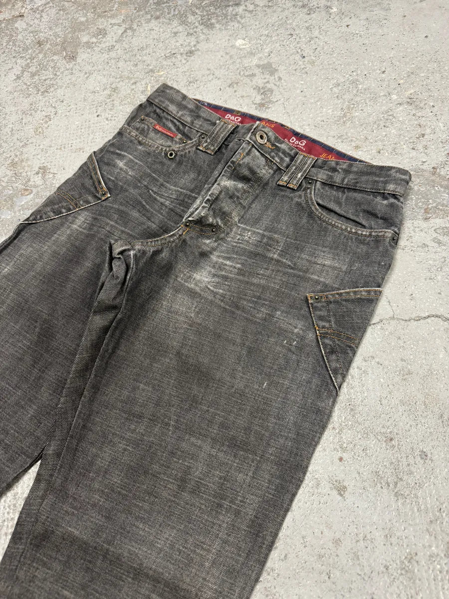 AW2003 Dolce & Gabbana Multi Pockets Grey Raw Denim Jeans kzeQKsV 6