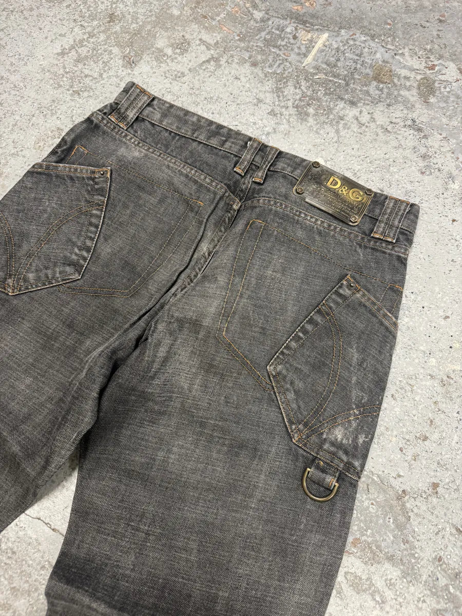 AW2003 Dolce & Gabbana Multi Pockets Grey Raw Denim Jeans kzeQKsV 7
