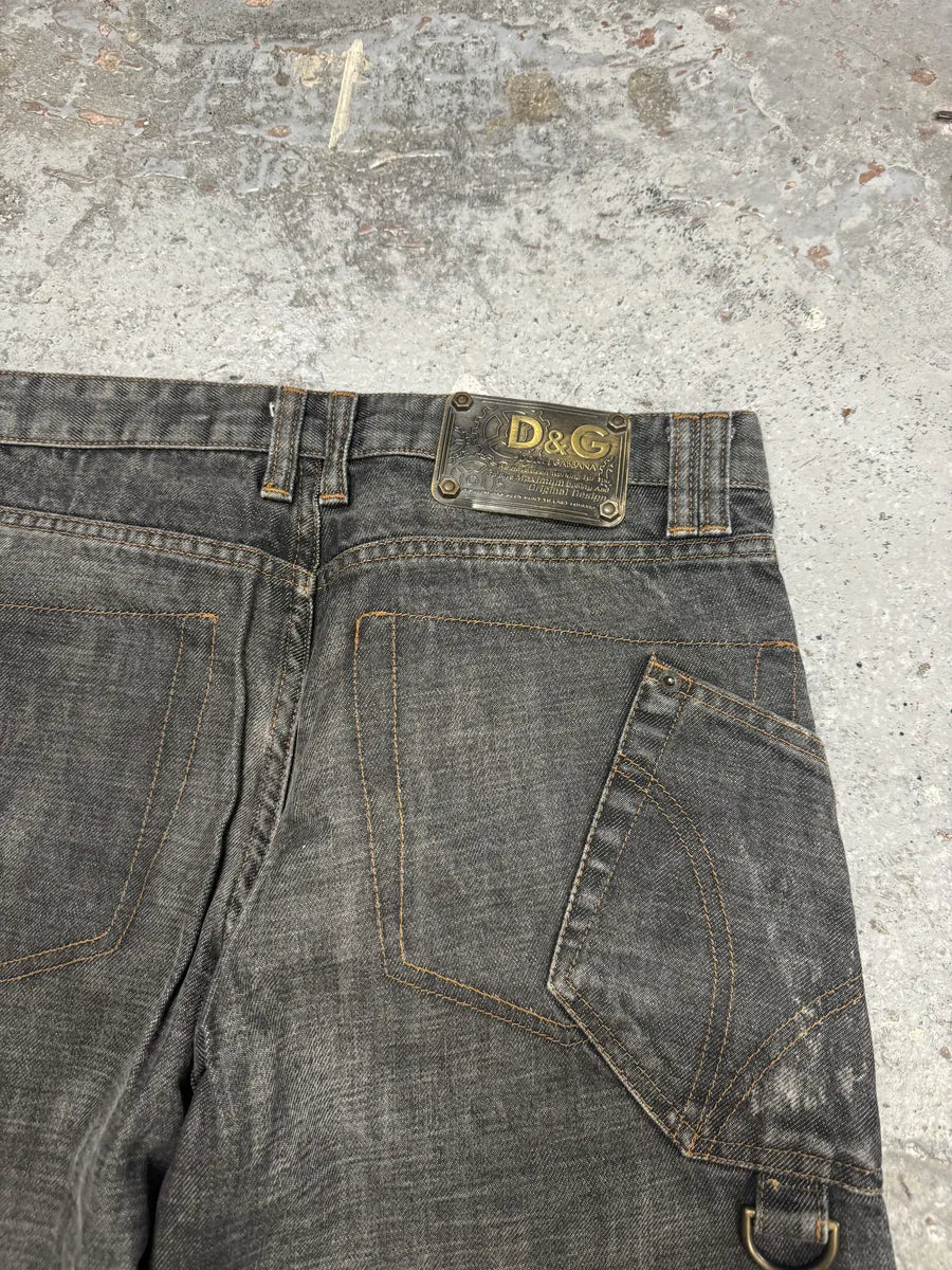 AW2003 Dolce & Gabbana Multi Pockets Grey Raw Denim Jeans kzeQKsV 8