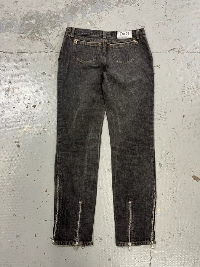 AW2003 Dolce & Gabbana Multi Zips Grey Denim Jeans kOhJSLM 1