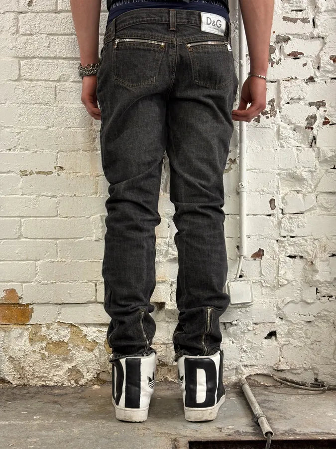 AW2003 Dolce & Gabbana Multi Zips Grey Denim Jeans kOhJSLM 4