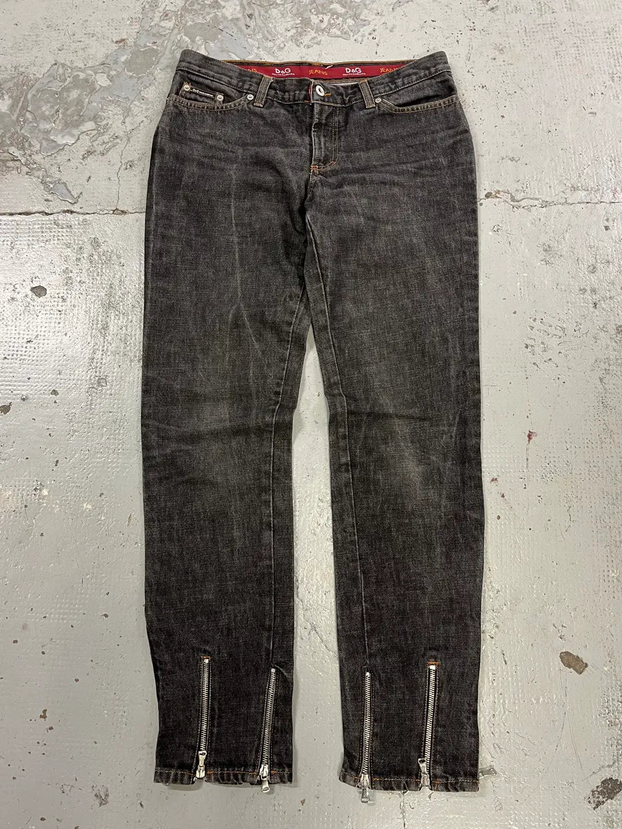AW2003 Dolce & Gabbana Multi Zips Grey Denim Jeans kOhJSLM 5
