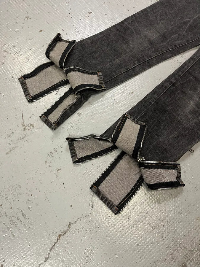 AW2003 Dolce & Gabbana Multi Zips Grey Denim Jeans kOhJSLM 8