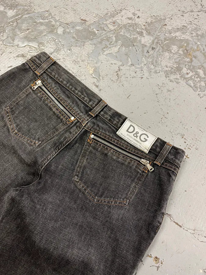 AW2003 Dolce & Gabbana Multi Zips Grey Denim Jeans kOhJSLM 9