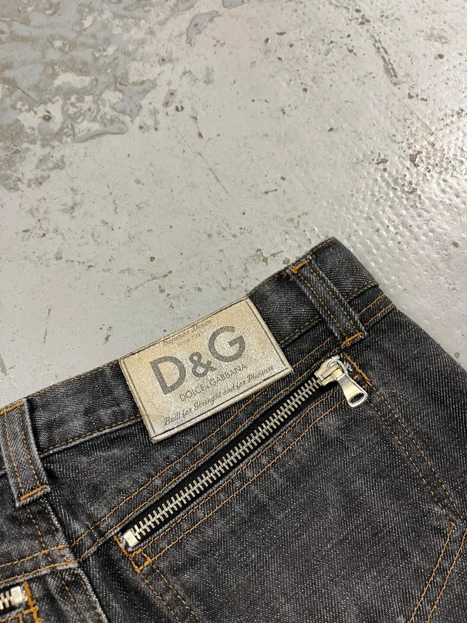 AW2003 Dolce & Gabbana Multi Zips Grey Jeans yJkpXrX 10