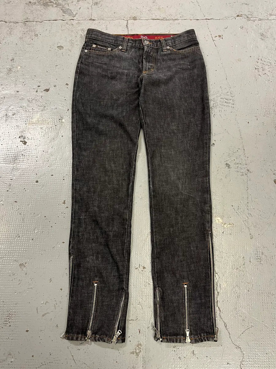 AW2003 Dolce & Gabbana Multi Zips Grey Jeans yJkpXrX 4